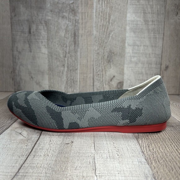 Rothy's The Flat Camo Women's Slip On Ballet Flat Shoes Red Sole Gray Size 6.5 - Picture 6 of 12